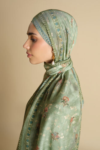 Rowan Printed Silk Stole - Sage, Sage, image 2